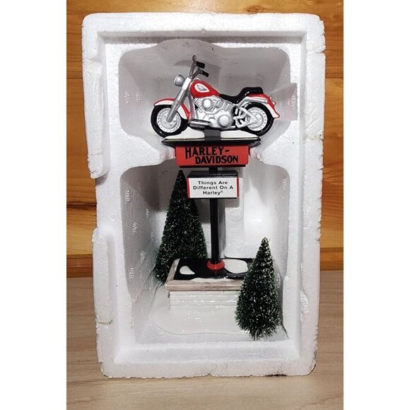 Dept. 56 Snow Village #54901 Two Sided HARLEY-DAVIDSON SIGN - Picture 7 of 10